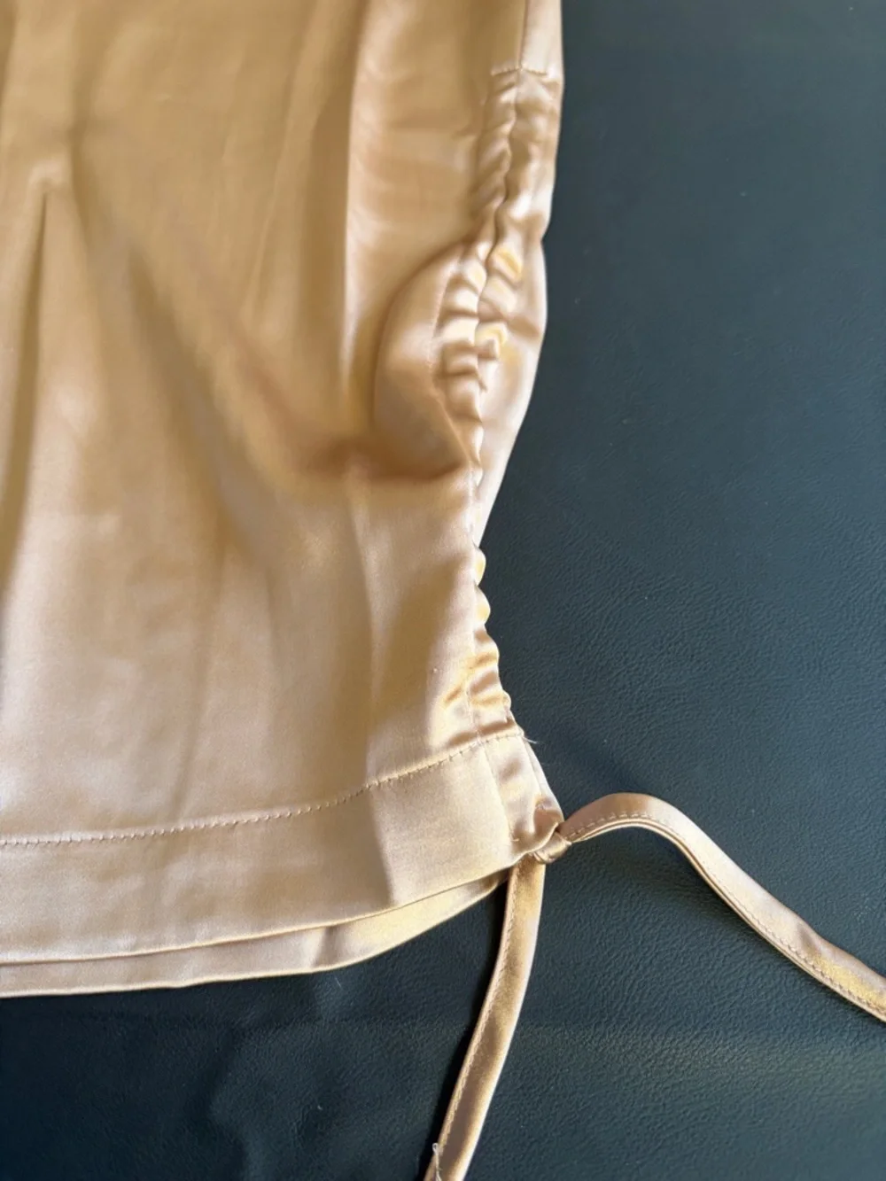 NWT Intempo Satin Cargo Pants 14 Champagne Wide Leg Drawstring Hem Y2K